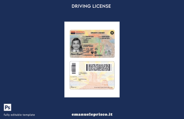 verified style modello presente patente di guida USA Arizona stile verificato template